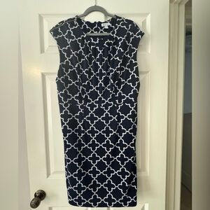 Charter Club Navy and White Geometric Midi Dress